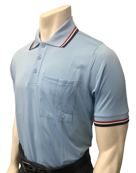 High Performance "BODY FLEX" Style Short Sleeve Umpire Shirts-POWDER W/RWB